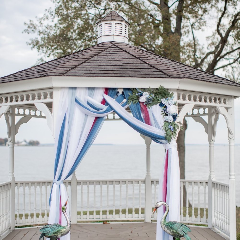Ling's Moment Navy, White, Dusty Blue Drapery Bundle